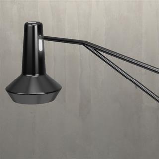 Amis De Jean Okuma Lambası-Ayak in Steel/Shade in Satin Black Lacquered Aluminium/Black Textile Cable/Black Foot-Operated Dimmer