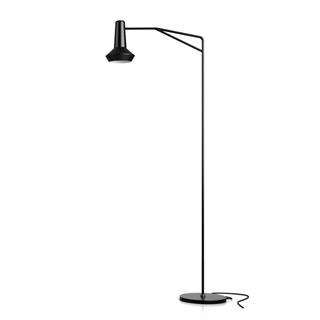 Amis De Jean Okuma Lambası-Ayak in Steel/Shade in Satin Black Lacquered Aluminium/Black Textile Cable/Black Foot-Operated Dimmer