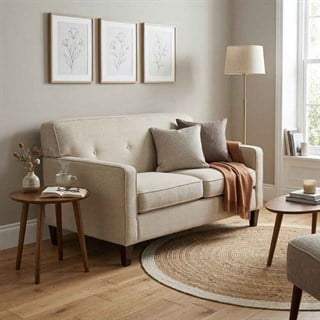 Bauhaus Linen Cream İkili Kanepe