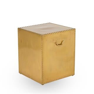 Argos Yan Sehpa - Metal clad table with rivet trim and hardware Patinated Brass finish