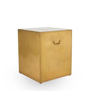 Argos Yan Sehpa - Metal clad table with rivet trim and hardware Patinated Brass finish