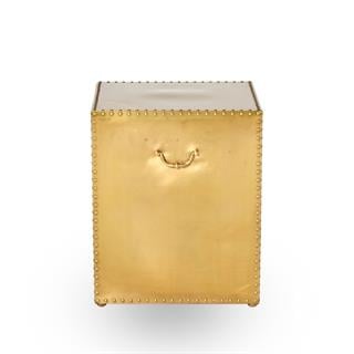 Argos Yan Sehpa - Metal clad table with rivet trim and hardware Patinated Brass finish