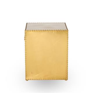 Argos Yan Sehpa - Metal clad table with rivet trim and hardware Patinated Brass finish