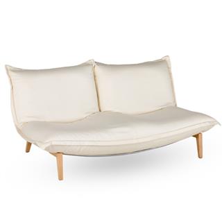 Calin İkili Kanepe-Gevşek Kılıflı-Sabit Sırt-Ayak Ahşap - Kumaş Michigan/Ivoire