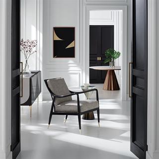 Caracole Well Appointed Black Saddle Armchair