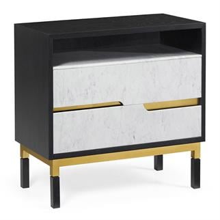 Jonathan Charles Fusion Ebonised Oak and Marble Nightstand