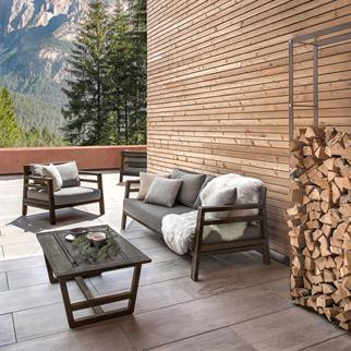 Ethimo Costes Pickled Teak / Chocolate Brown Coffee Table