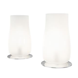 Deanery Masa Lambası-Chromed Base Satin-İnish Mouth-Blown Glass Shade/Grey Textile Cable/Black Foot Switch