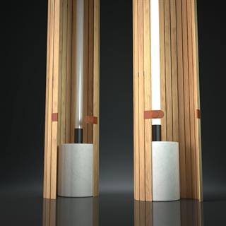 Eclosion Yer Lambası-Pine slats -White Marble