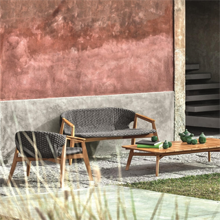 Ethimo Knit Alçak Sırtlı Teak Lava Grey Koltuk