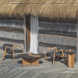 Ethimo Knit Alçak Sırtlı Teak Lava Grey Koltuk