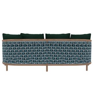 Ethimo Patio Natural Teak Laguna Green Three-Seater Sofa