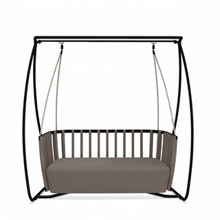 Ethimo Swing Pickled Teak / Sepia Black Hanging Armchair