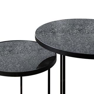 Ethnicraft Nesting Charcoal Yuvarlak İkili Yan Sehpa Takımı
