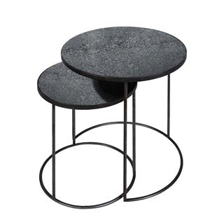 Ethnicraft Nesting Charcoal Yuvarlak İkili Yan Sehpa Takımı