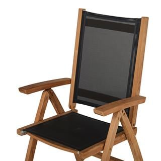 Kayu Teak Eton Batyline Recliner Black Kollu Sandalye