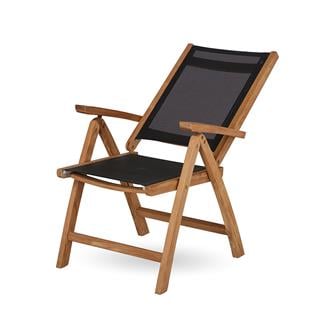 Kayu Teak Eton Batyline Recliner Black Kollu Sandalye