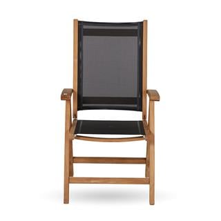 Kayu Teak Eton Batyline Recliner Black Kollu Sandalye