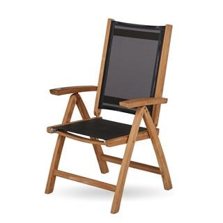 Kayu Teak Eton Batyline Recliner Black Kollu Sandalye
