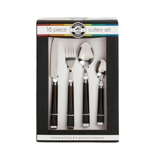 Flamefield Cutlery Black 16-Piece Flatware Set