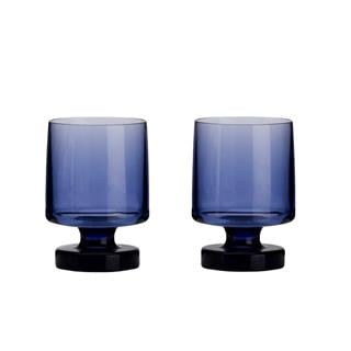 Flamefield Heavy Base Stackable Blue Goblet Set of 2