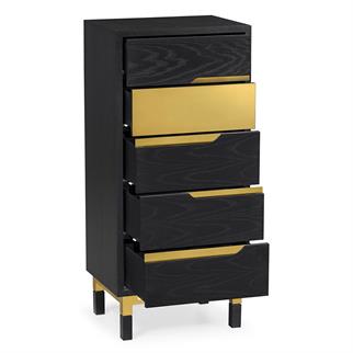 Jonathan Charles Fusion Ebonized Oak & Brass Chest of Drawers