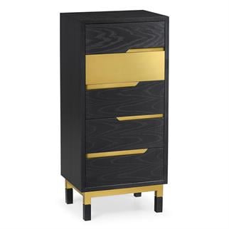 Jonathan Charles Fusion Ebonized Oak & Brass Chest of Drawers