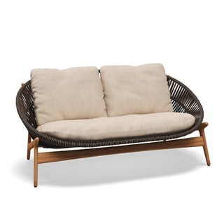Bora İkili Kanepe-Natural Teak-Umber Wicker-(Sunbrella Minder Dahil)