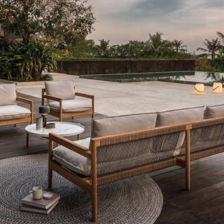 Gloster Saranac Natural Teak Blend Linen İkili Kanepe