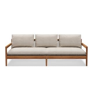 Gloster Saranac Natural Teak Blend Linen 3-Seater Sofa