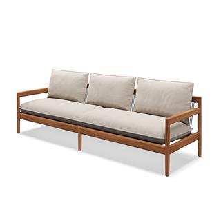 Gloster Saranac Natural Teak Blend Linen 3-Seater Sofa