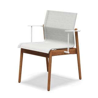 Gloster Sway White Seagull Teak Dining Armchair
