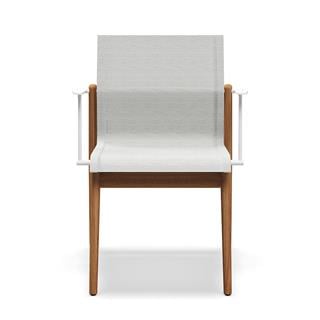 Gloster Sway White Seagull Teak Dining Armchair