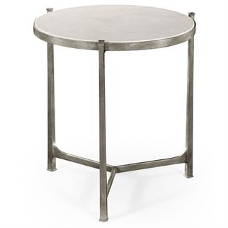 Jonathan Charles Modern Luxe Silver Round Eglomise Side Table