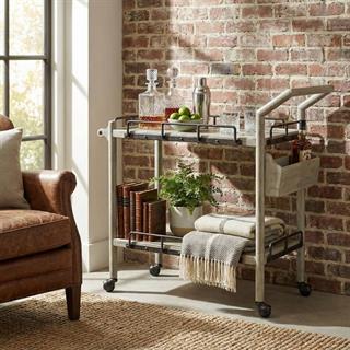Jonathan Charles Country Rustic Grey Serving Cart