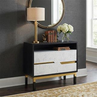 Jonathan Charles Fusion Ebonised Oak and Marble Nightstand