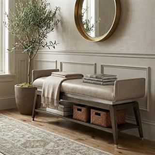 Jonathan Charles Gatsby Leather Bench