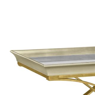 Jc Modern-Eclectic Églomisé Orta Sehpa - Finish-Egl-02 (Etched on Genuine Silver-leaf Glass)