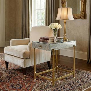 Jonathan Charles JC Modern Luxe Gilded Iron Side Table with Drawer