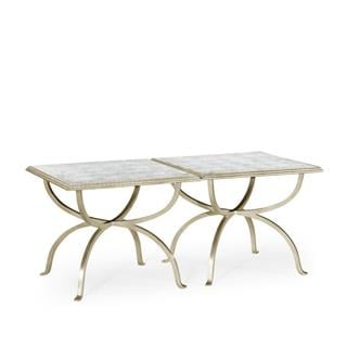 Jc Modern-Luxe Yan Sehpa Seti 2Li (Gümüş) - Finish-Pai-26-1 (Gilded Antique Silver-leaf)