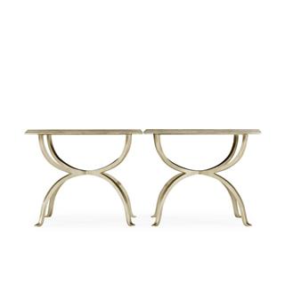 Jc Modern-Luxe Yan Sehpa Seti 2Li (Gümüş) - Finish-Pai-26-1 (Gilded Antique Silver-leaf)