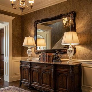 Jonathan Charles Kensington Black & Gold Mirror