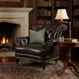 Jonathan Charles Madison Black Leather Armchair