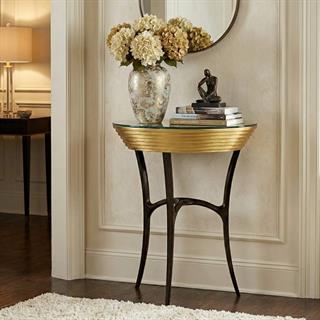 Jonathan Charles JC Modern Antique Gold Demilune Console