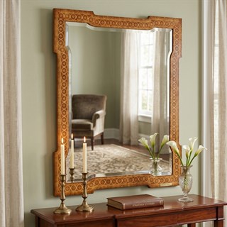 Jonathan Charles Napoleon III Satinwood Marquetry Mirror