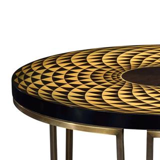 Jc Modern - Op Art - Helical Yuvarlak Yan Sehpa - Finish-Sat-04-1 (Bright Satinwood)