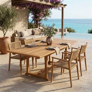 Kayu Teak Dikdörtgen 180/240 Açılır Masa