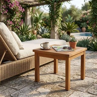 Kayu Teak Kare Yağlı Teak Yan Sehpa