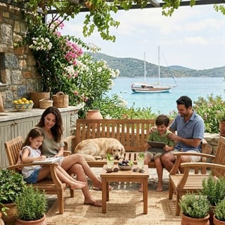 Kayu Teak Yağlı Bahçe Oturma Grubu