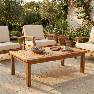 Kayu Teak Yağlı Bahçe Orta Sehpası